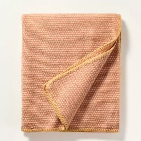 Hearth &‎ Hand with Magnolia Cozy Stitch Blush/Yellow Throw Blanket NEW WITH TAG - Picture 2 of 3